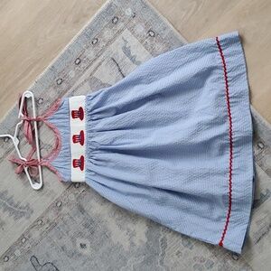 Classy Sassy Girl Patriotic Smocked Embroidered Dress Sz2/7yrs
